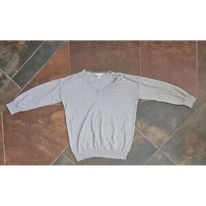 Banana Republic Mens Large Long Sleeve Shirt Gray V-Neck Light Weight